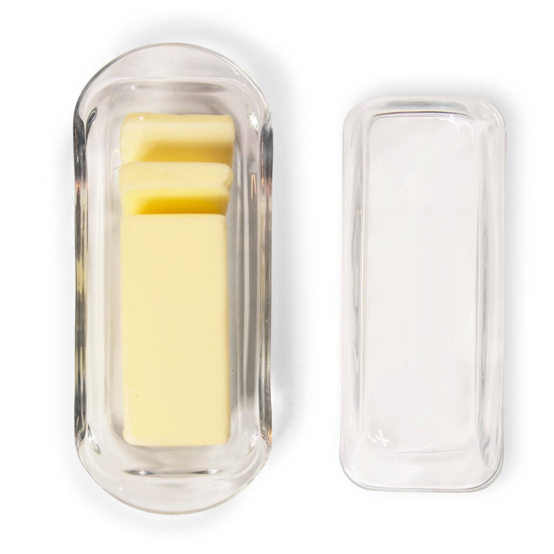 Kangaroo Decorative Clear Glass Butter Dish with Lid for Countertop & Refrigerator - Crystal Covered Butter Tray Storage Container Holder for Counter & Fridge - Image 3